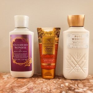Bath & Body Works 3 Piece Lotion, Winterberry Wonder, Apple & Honey, Pure Wonder